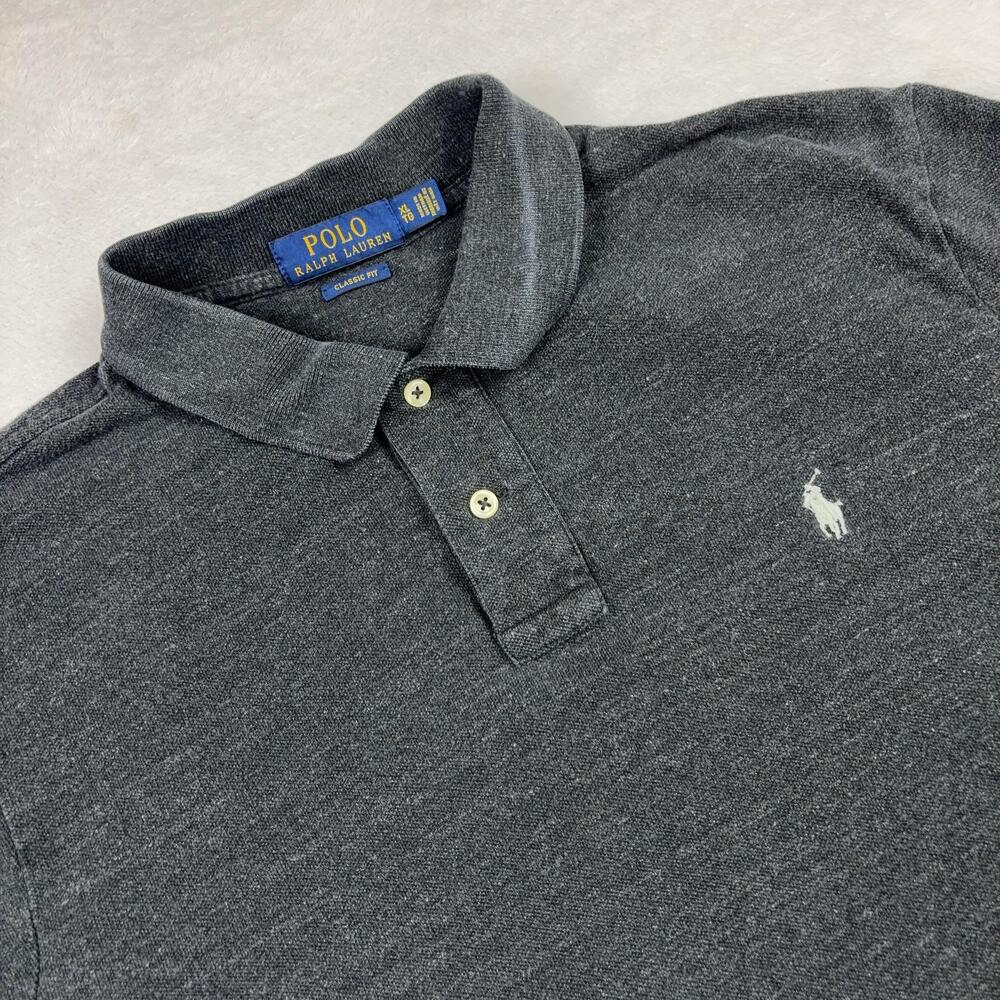 Polo Ralph Lauren Polo Shirt Mens XL Gray 100% Cotton Classic Fit Long Sleeve